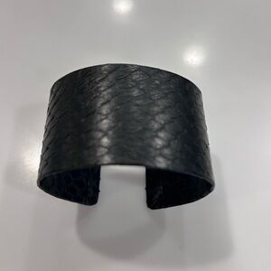 Black Snakeskin Real Leather Cuff Bracelet-NWOT
